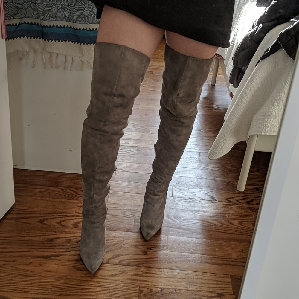 Sam Edelman Grey Suede Thigh High Boots